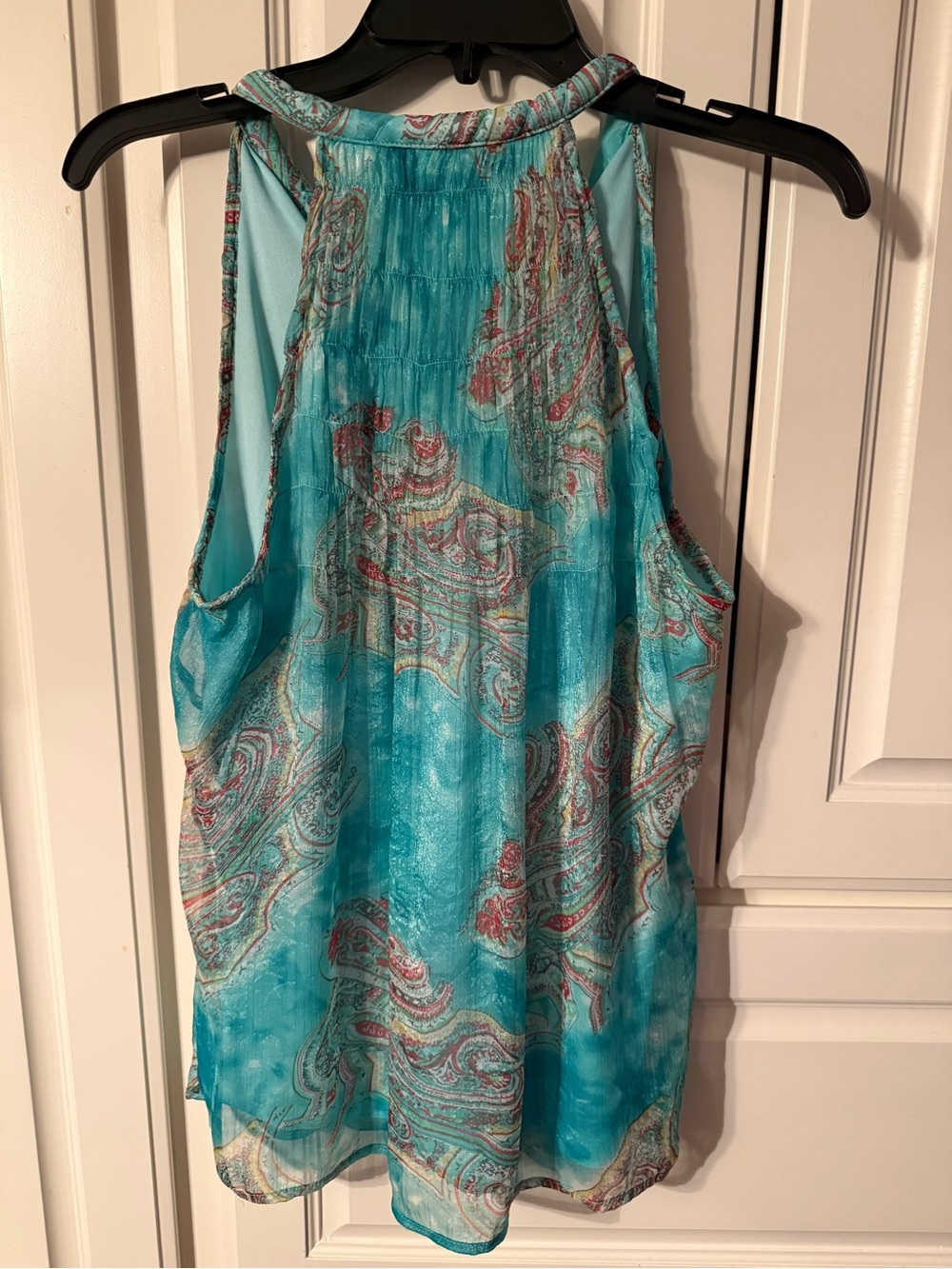 Lightweight Turquoise Paisley Sleeveless Blouse - Casual Women's Top M Aoiva - Picture 2 of 7